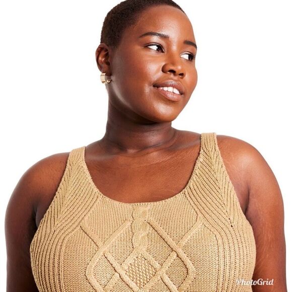 Kika Vargas x Target Gold Metallic Cable Knit Tank Top Sweater Womens Plus 3X - Picture 6 of 12